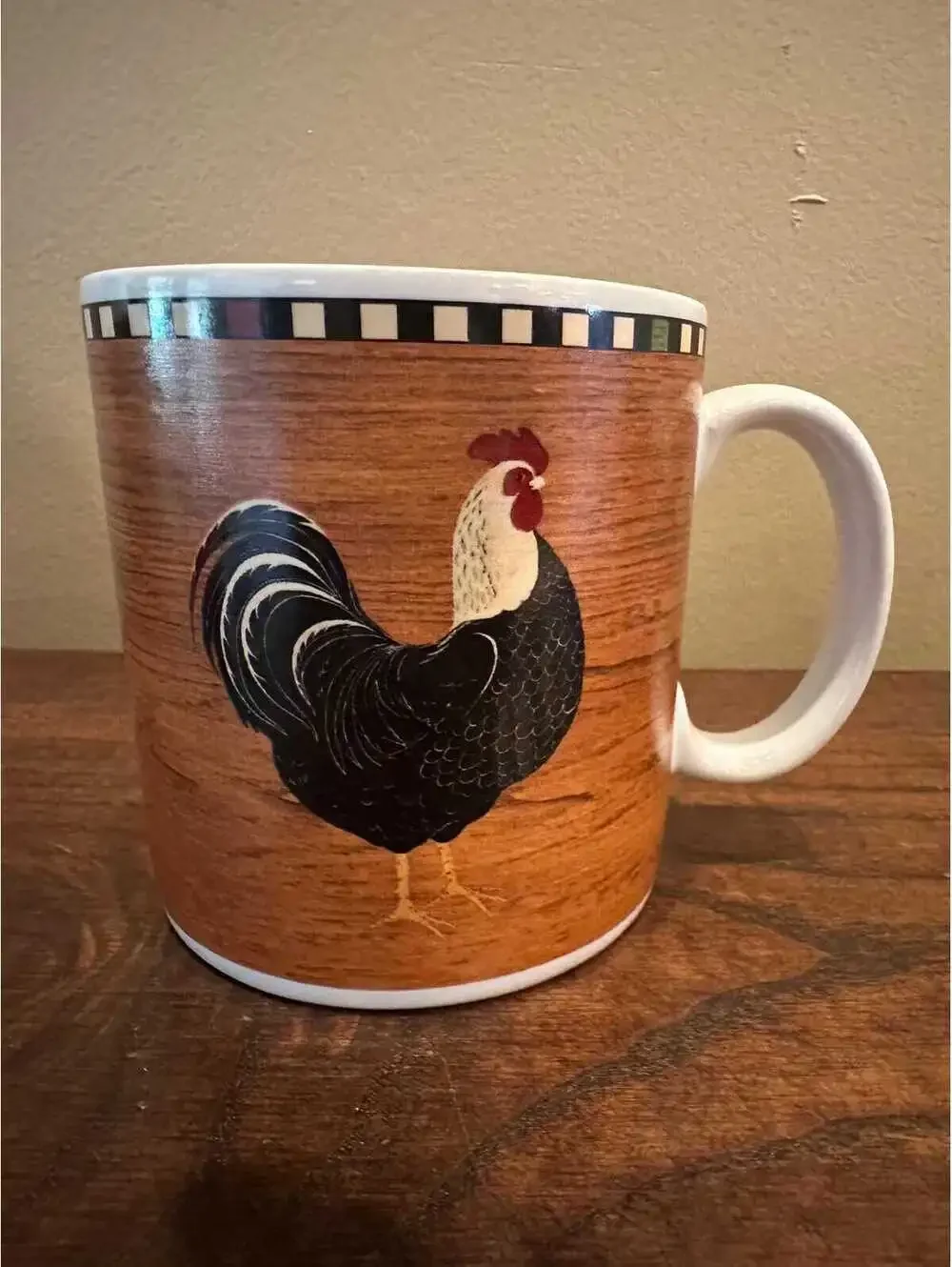 Vintage Sakura Oneida Country Quartet Warren Kimble Rooster 12oz Orange Mug |